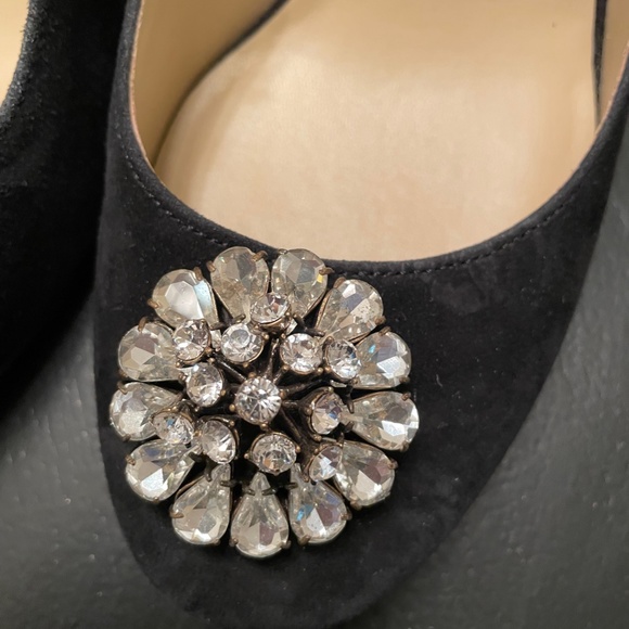 Ann Taylor Black Suede Block Heel with Crystal Detail - Size 9 - Picture 8 of 11